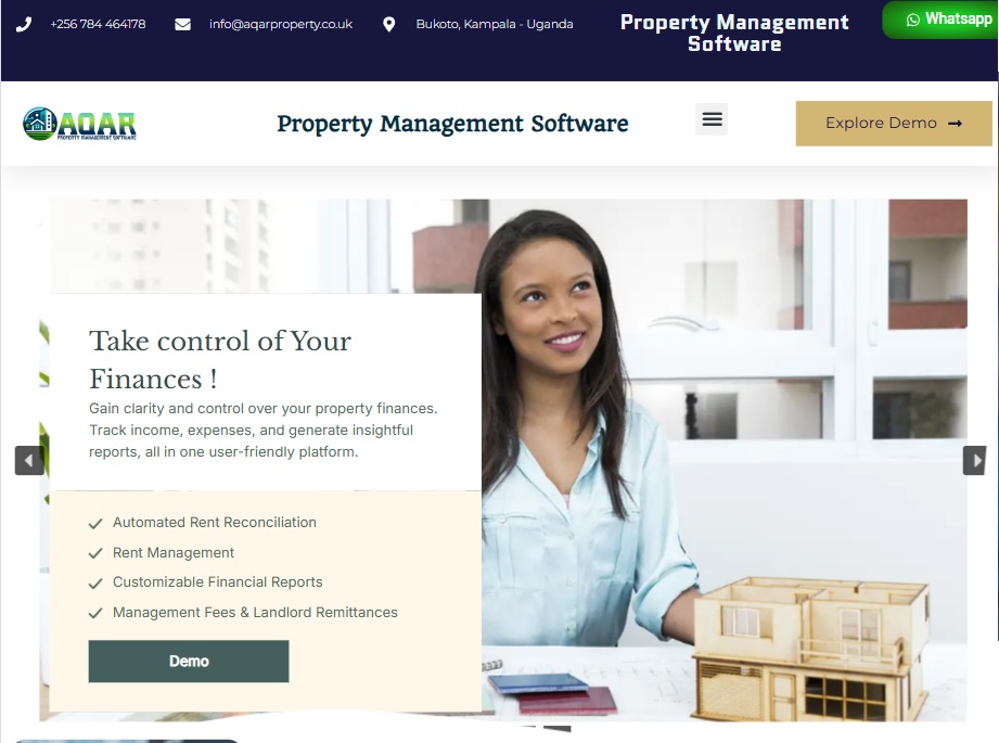 Aqar Property Management website — full screenshot